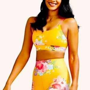 SET Peloton AAPI Saffron Floral leggings and sports bra